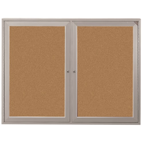 Ghent Bulletin Board, Natural Cork with Hinged Doors, 48" x 36"